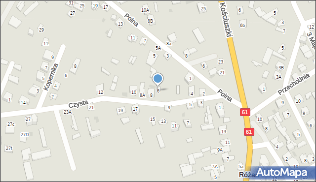 Różan, Czysta, 6, mapa Różan