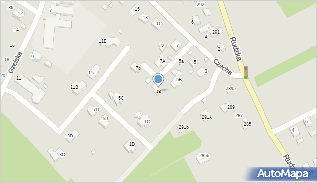 Rybnik, Czecha Bronisława, 1B, mapa Rybnika