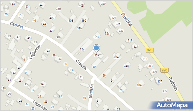 Rybnik, Czecha Bronisława, 30a, mapa Rybnika