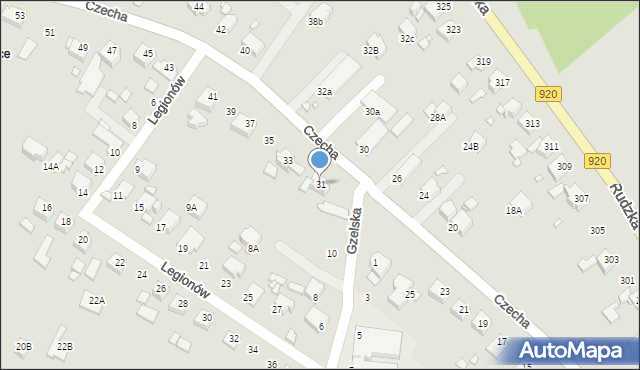 Rybnik, Czecha Bronisława, 31, mapa Rybnika