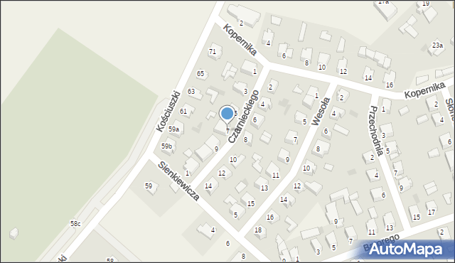 Rzekuń, Czarnieckiego Stefana, hetm., 7, mapa Rzekuń