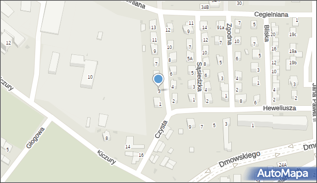 Sanok, Czysta, 3, mapa Sanok