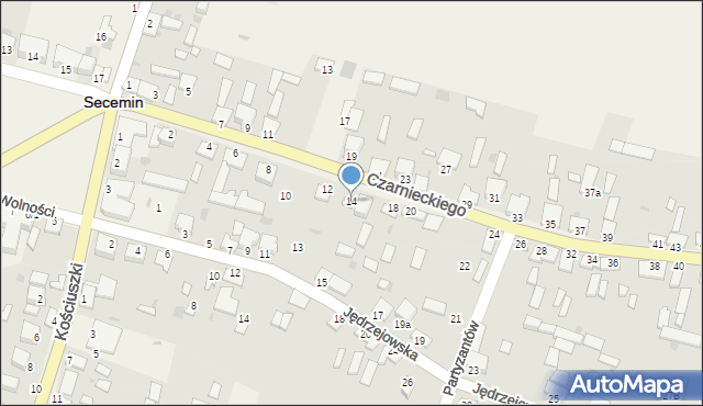 Secemin, Czarnieckiego Stefana, hetm., 14, mapa Secemin