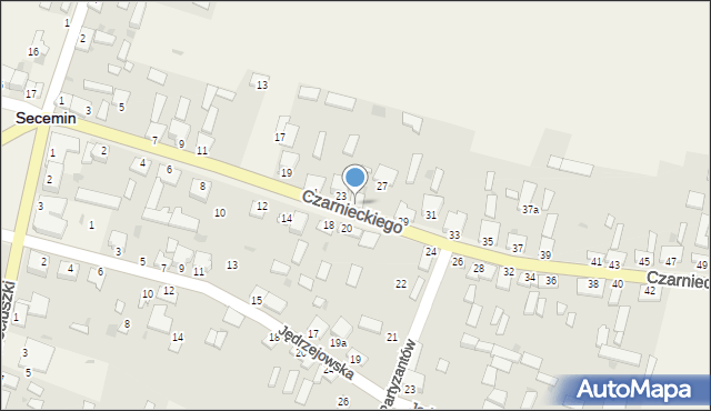 Secemin, Czarnieckiego Stefana, hetm., 25, mapa Secemin