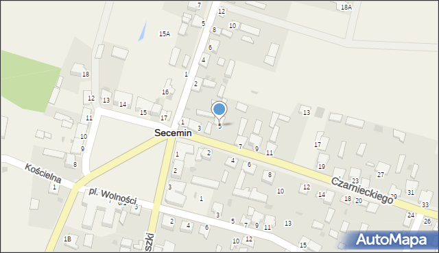 Secemin, Czarnieckiego Stefana, hetm., 5, mapa Secemin