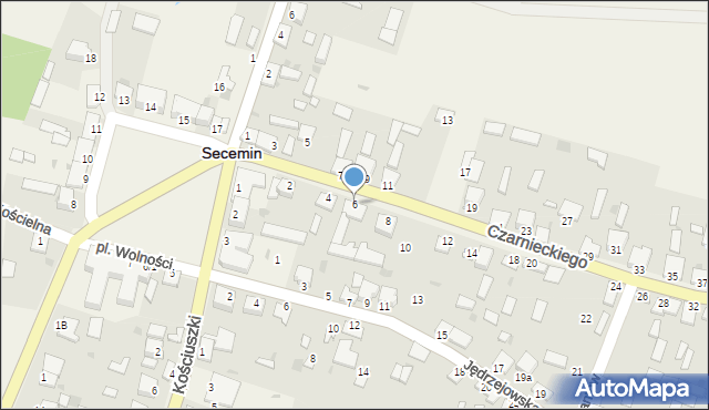 Secemin, Czarnieckiego Stefana, hetm., 6, mapa Secemin