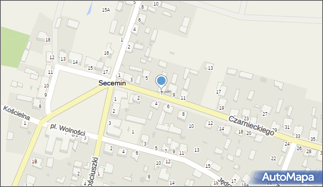 Secemin, Czarnieckiego Stefana, hetm., 7, mapa Secemin