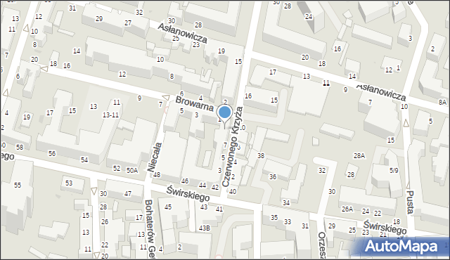 Siedlce, Czerwonego Krzyża, 9, mapa Siedlce