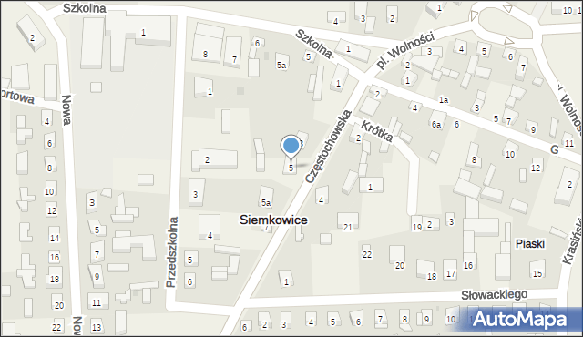 Siemkowice, Częstochowska, 5, mapa Siemkowice