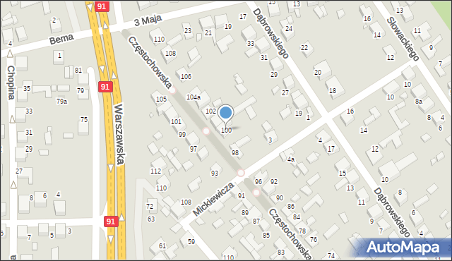 Siewierz, Częstochowska, 100, mapa Siewierz