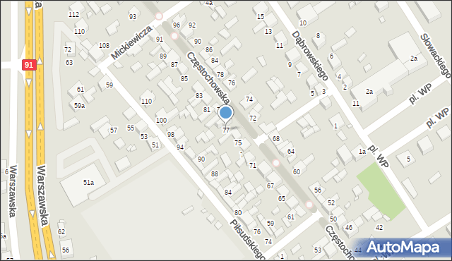 Siewierz, Częstochowska, 77, mapa Siewierz