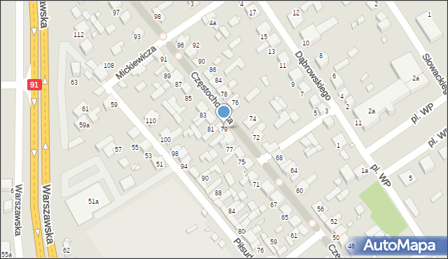 Siewierz, Częstochowska, 79, mapa Siewierz