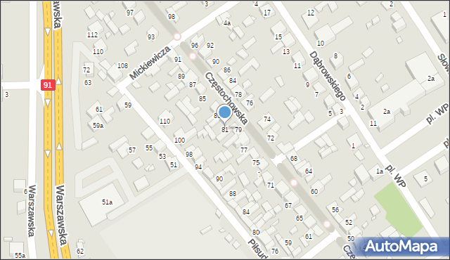 Siewierz, Częstochowska, 81, mapa Siewierz