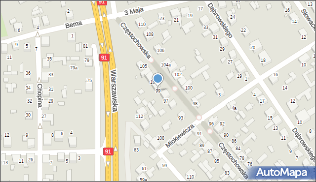 Siewierz, Częstochowska, 99, mapa Siewierz