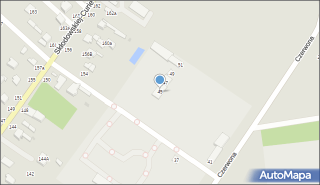 Skierniewice, Czerwona, 45, mapa Skierniewic