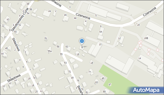 Skierniewice, Czerwona, 8, mapa Skierniewic