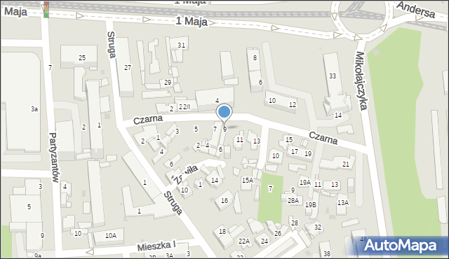 Sosnowiec, Czarna, 9, mapa Sosnowca