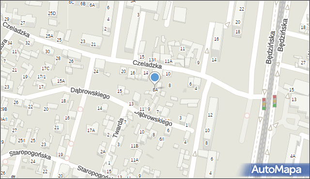 Sosnowiec, Czeladzka, 8A, mapa Sosnowca