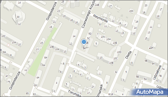 Sosnowiec, Czerwonego Krzyża, 5A, mapa Sosnowca