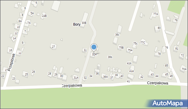 Sosnowiec, Czerpakowa, 32A, mapa Sosnowca