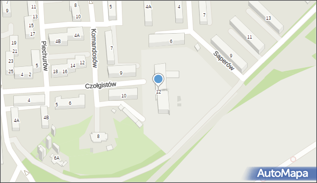 Sosnowiec, Czołgistów, 12, mapa Sosnowca