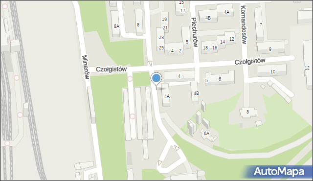 Sosnowiec, Czołgistów, 4c, mapa Sosnowca