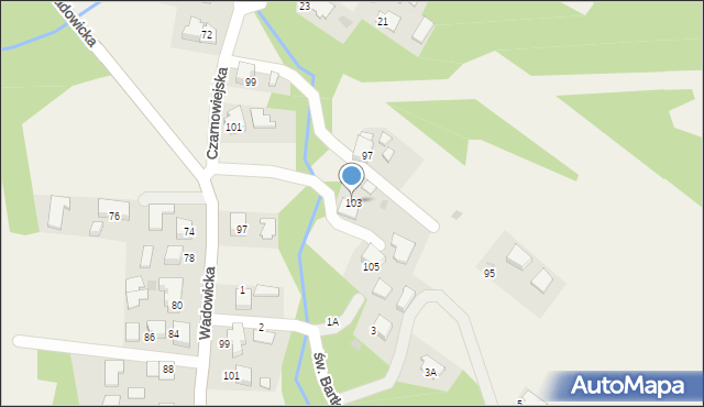 Spytkowice, Czarnowiejska, 103, mapa Spytkowice