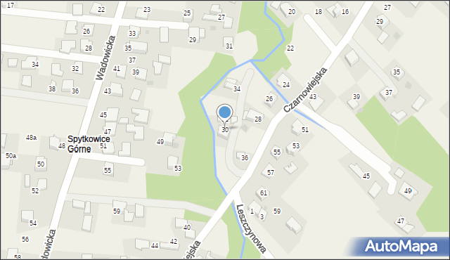 Spytkowice, Czarnowiejska, 30, mapa Spytkowice