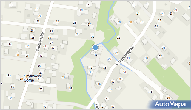 Spytkowice, Czarnowiejska, 34, mapa Spytkowice