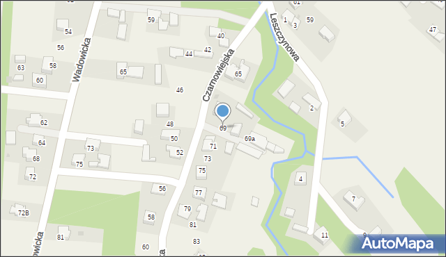 Spytkowice, Czarnowiejska, 69, mapa Spytkowice