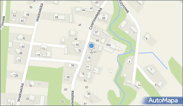 Spytkowice, Czarnowiejska, 73, mapa Spytkowice