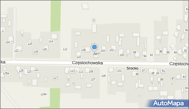 Srocko, Częstochowska, 106, mapa Srocko
