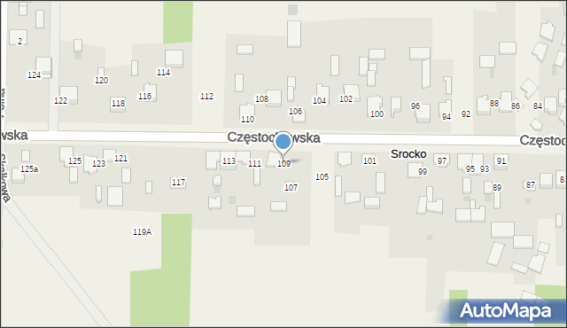 Srocko, Częstochowska, 109, mapa Srocko