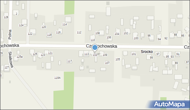 Srocko, Częstochowska, 111, mapa Srocko