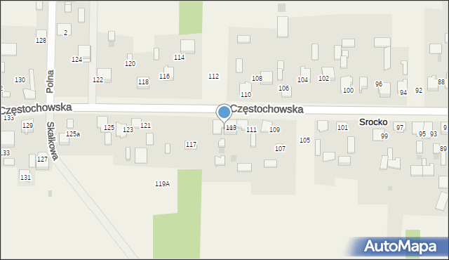 Srocko, Częstochowska, 115, mapa Srocko