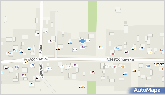 Srocko, Częstochowska, 116, mapa Srocko