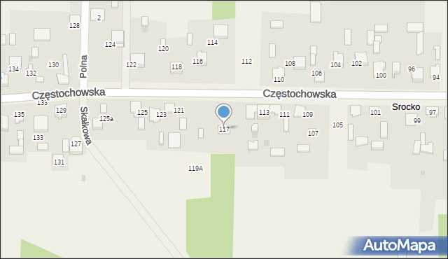 Srocko, Częstochowska, 117, mapa Srocko
