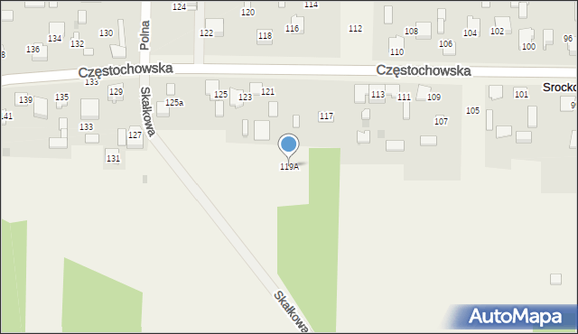 Srocko, Częstochowska, 119A, mapa Srocko