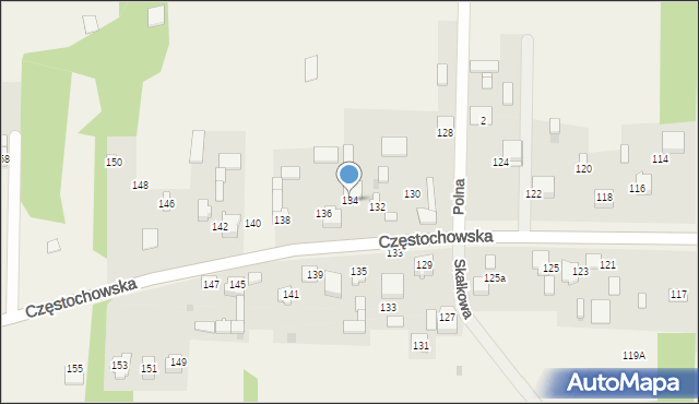 Srocko, Częstochowska, 134, mapa Srocko