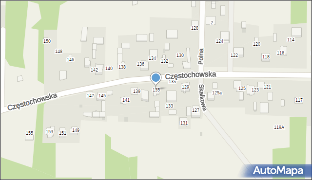 Srocko, Częstochowska, 135, mapa Srocko