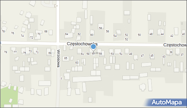 Srocko, Częstochowska, 57, mapa Srocko