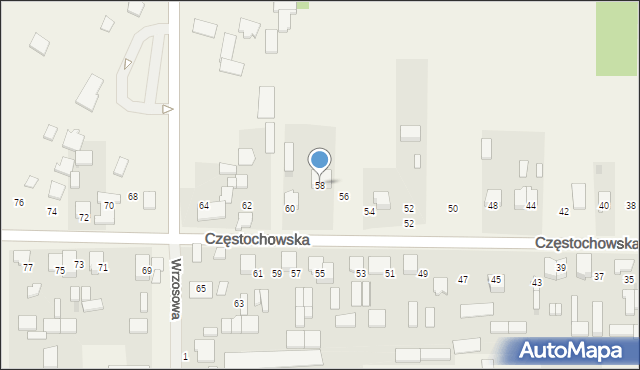 Srocko, Częstochowska, 58, mapa Srocko