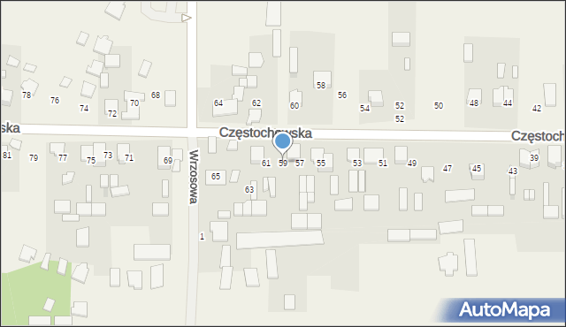 Srocko, Częstochowska, 59, mapa Srocko