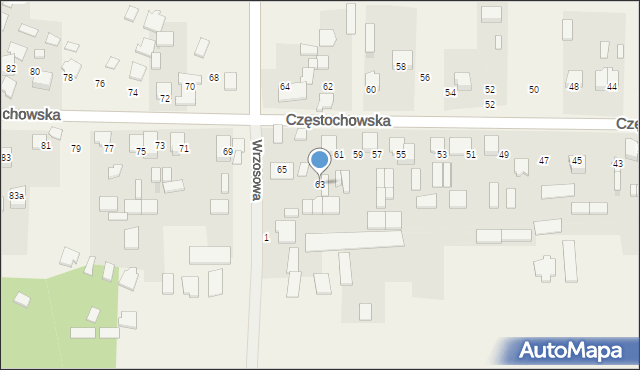Srocko, Częstochowska, 63, mapa Srocko
