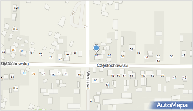 Srocko, Częstochowska, 64, mapa Srocko