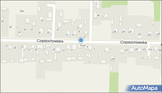 Srocko, Częstochowska, 7, mapa Srocko