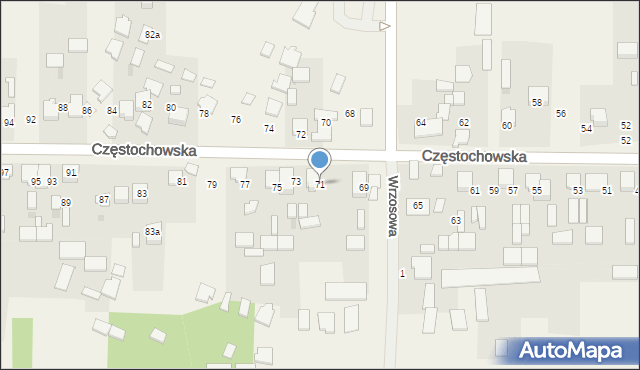 Srocko, Częstochowska, 71, mapa Srocko
