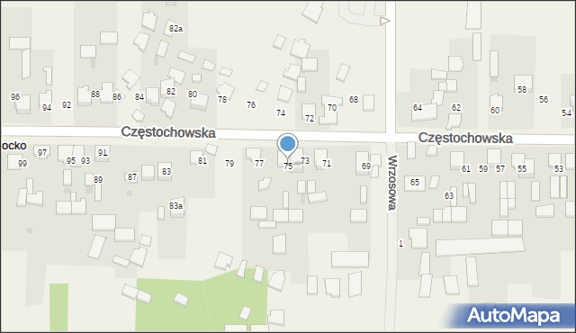 Srocko, Częstochowska, 75, mapa Srocko