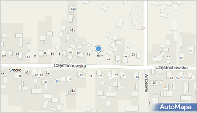 Srocko, Częstochowska, 76, mapa Srocko