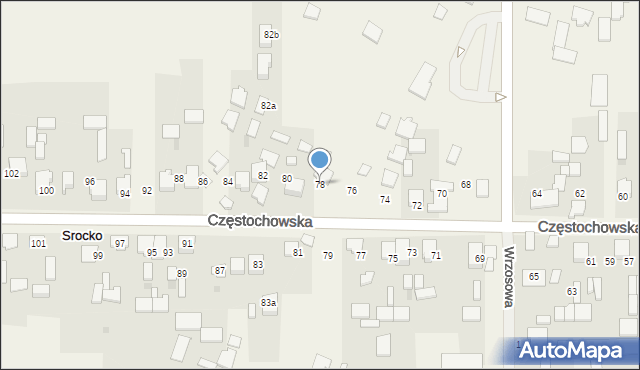 Srocko, Częstochowska, 78, mapa Srocko